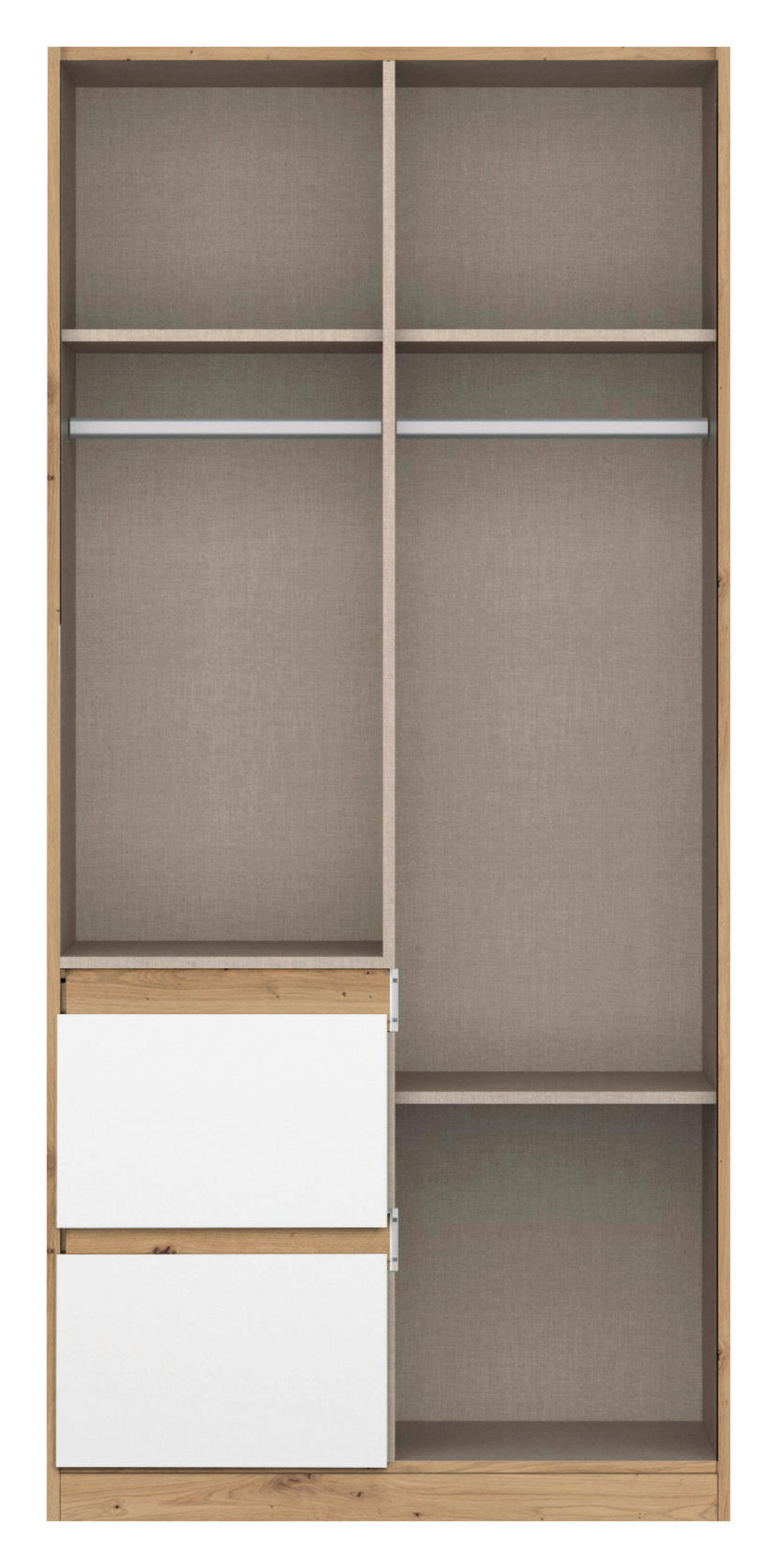 GARDEROB MED GÅNGJÄRN 91/197/54 cm 2-dörrar - vit/ek Artisan, Basics, trämaterial (91/197/54cm) - Rauch Möbel