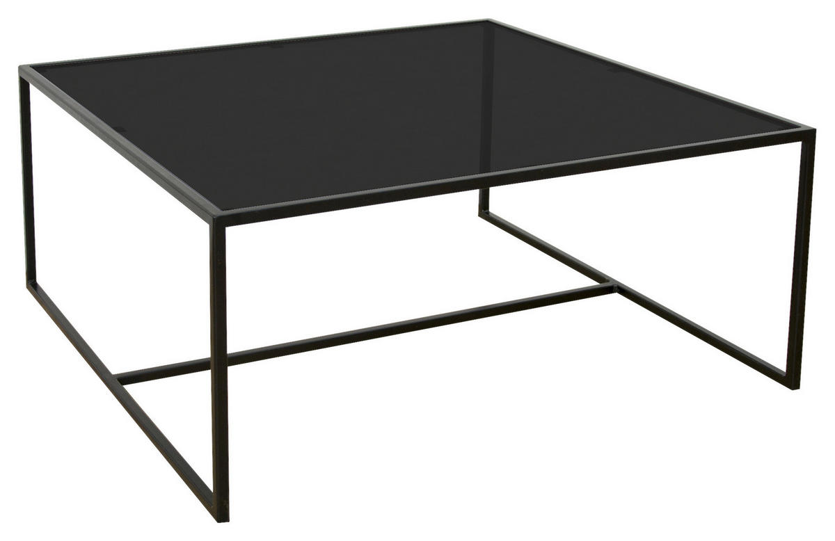 COUCHTISCH in Metall, Glas 80/80/36 cm  - Schwarz, Design, Glas/Metall (80/80/36cm) - Novel