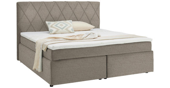 BOXSPRINGBETT 180/200 cm in Beige - Beige/Schwarz, Design, Kunststoff/Textil (180/200cm) - Xora