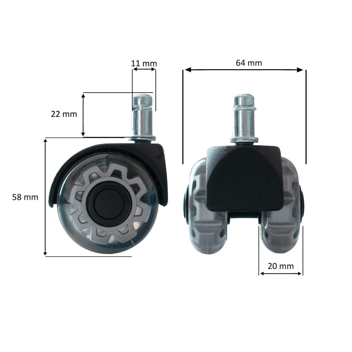 DREHSTUHLROLLE  in  - Silberfarben, Design, Kunststoff (5/8/5cm) - Livetastic