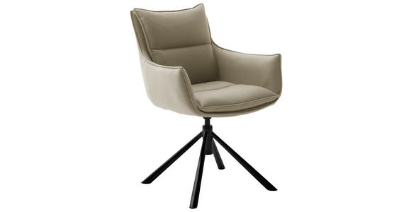 ARMLEHNSTUHL drehbar in Eisen beschichtet - Schwarz/Cappuccino, Design, Textil/Metall (60/90/65cm) - Novel