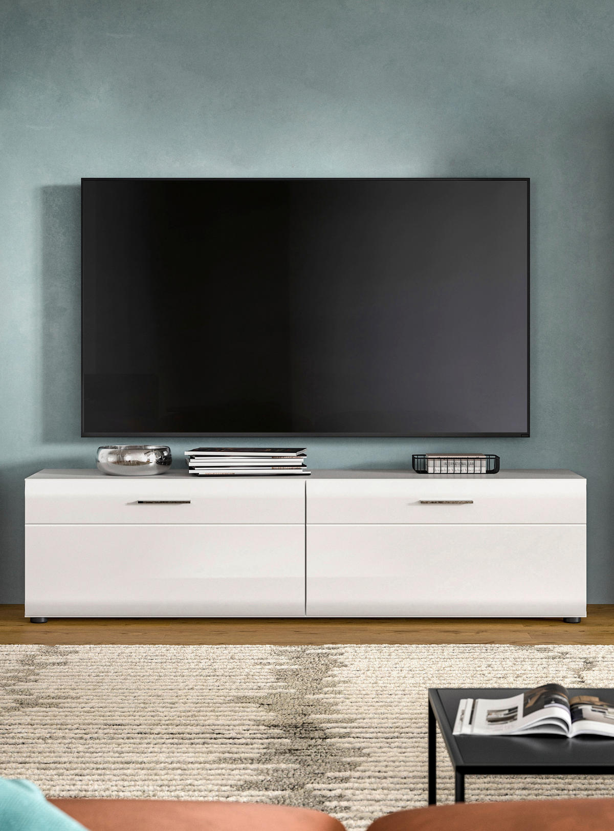 LOWBOARD  160/41/40 cm  stehend  - Weiß Hochglanz/Silberfarben, Design, Holzwerkstoff/Kunststoff (160/41/40cm) - Livetastic