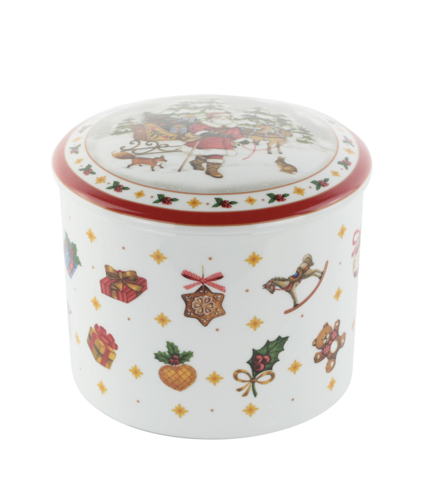 POSODA ZA PIŠKOTE - rdeča/bela, Konvencionalno, keramika (17/12cm) - X-Mas