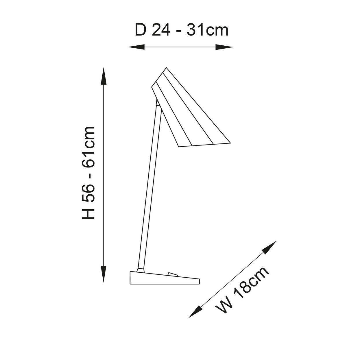 TISCHLEUCHTE 18/61 cm   - Schwarz/Nickelfarben, KONVENTIONELL, Metall (18/61cm) - ENDON