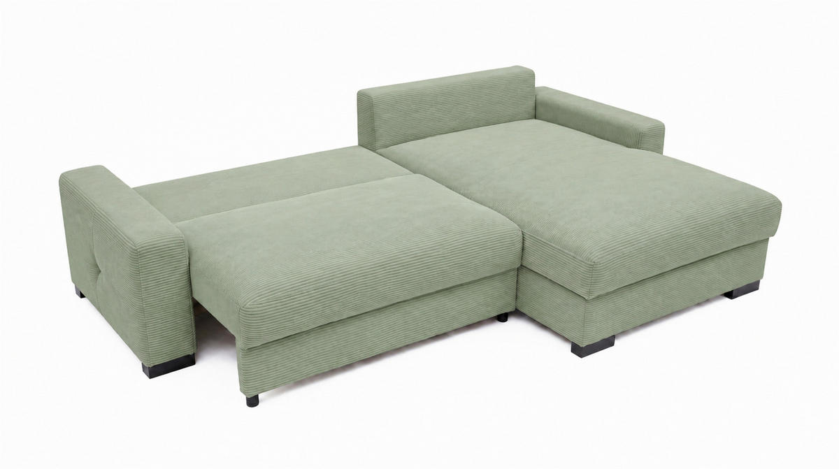 ECKSOFA  Cord Mintgrün  - Mintgrau/Schwarz, Basics, Holz/Holzwerkstoff (264/184cm) - MID.YOU