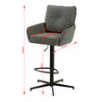 BARHOCKER Leinenoptik Grau, Schwarz Eisen Sitzfläche 360° drehbar, Stoffauswahl  - Taupe/Schwarz, Design, Textil/Metall (58/103-123/61cm) - Novel