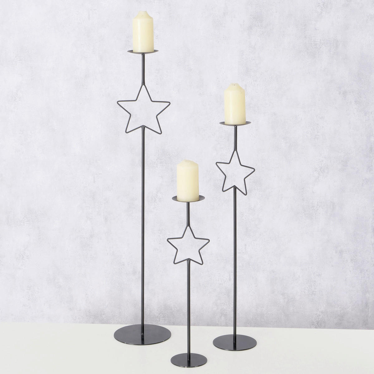 KERZENHALTER - Schwarz, Metall (20/20/99,5cm) - Boltze Home