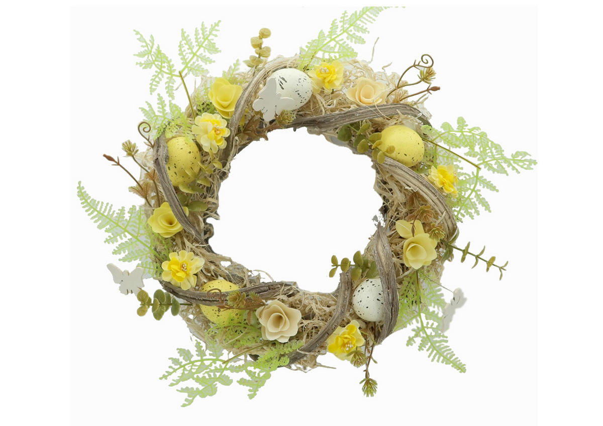 FRÜHLINGSKRANZ  - Gelb, LIFESTYLE, Naturmaterialien/Holz (30cm)