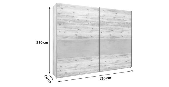 Schiebetürenschrank 270cm Alicante, Alpinlook/Betonoxid - Fichtefarben/Grau, MODERN, Holzwerkstoff (270/210/60cm) - Luca Bessoni