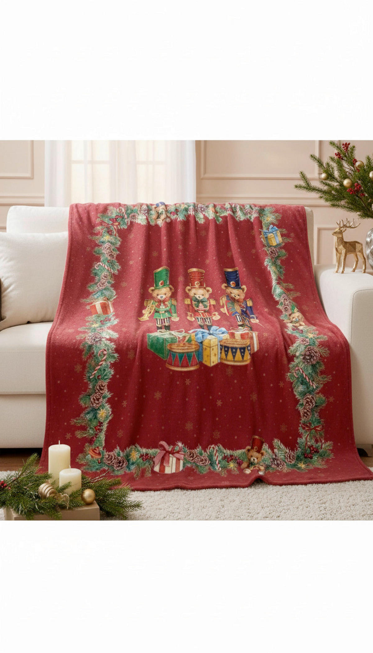 DECKE CHRISTMAS TEDDY 130/170 cm  - Blau/Pastellblau, Basics, Textil (130/170cm) - POZZI AND EASY LIFE