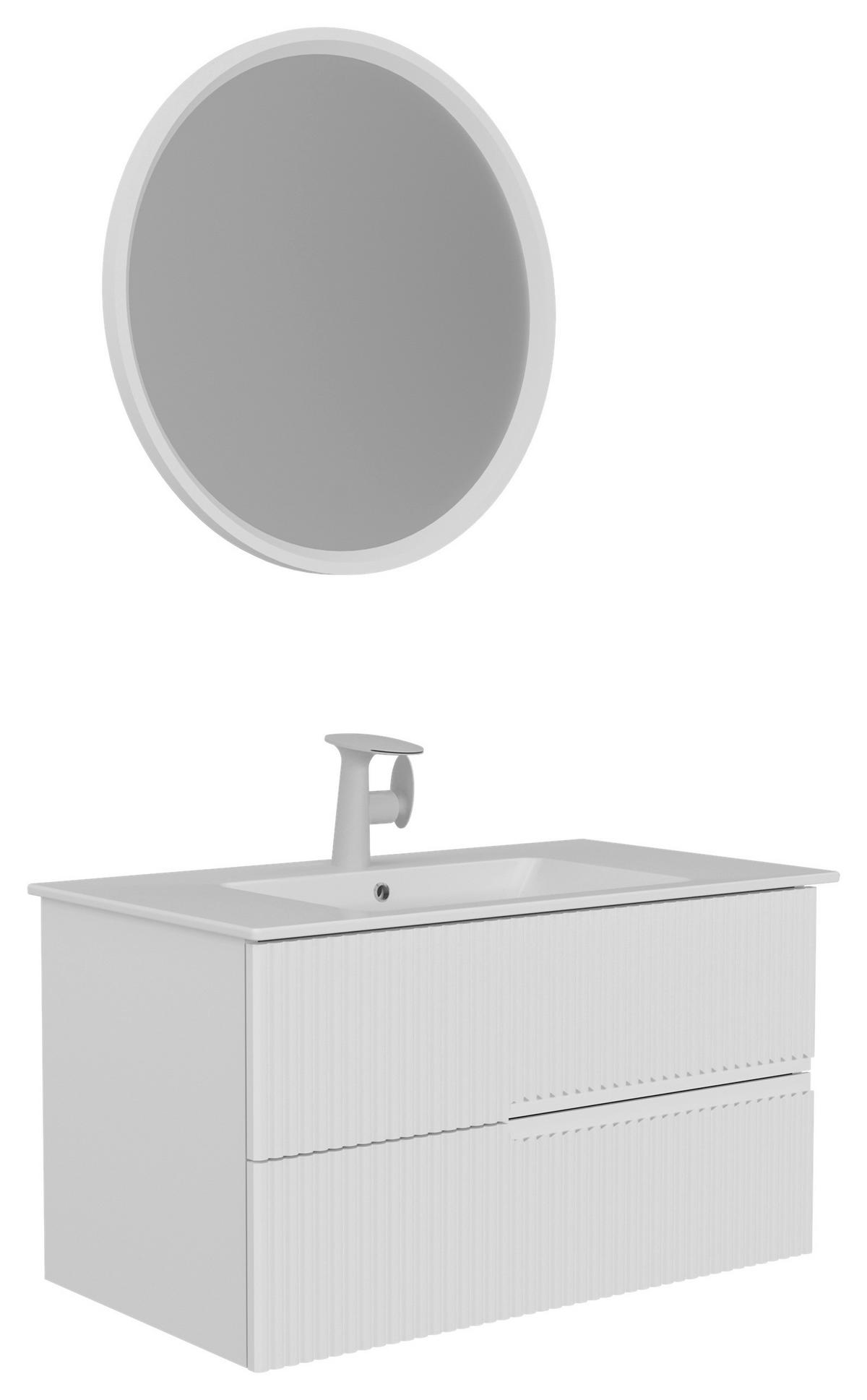 BADEZIMMER 3-teilig  in  - Weiß Hochglanz/Weiß, MODERN, Keramik/Holzwerkstoff (91/126/51cm) - MID.YOU