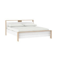 Pat, 180/200 cm, alb, culoare lemn stejar - alb/culoare lemn stejar, Konventionell, material pe bază de lemn (180/200cm) - Boxxx