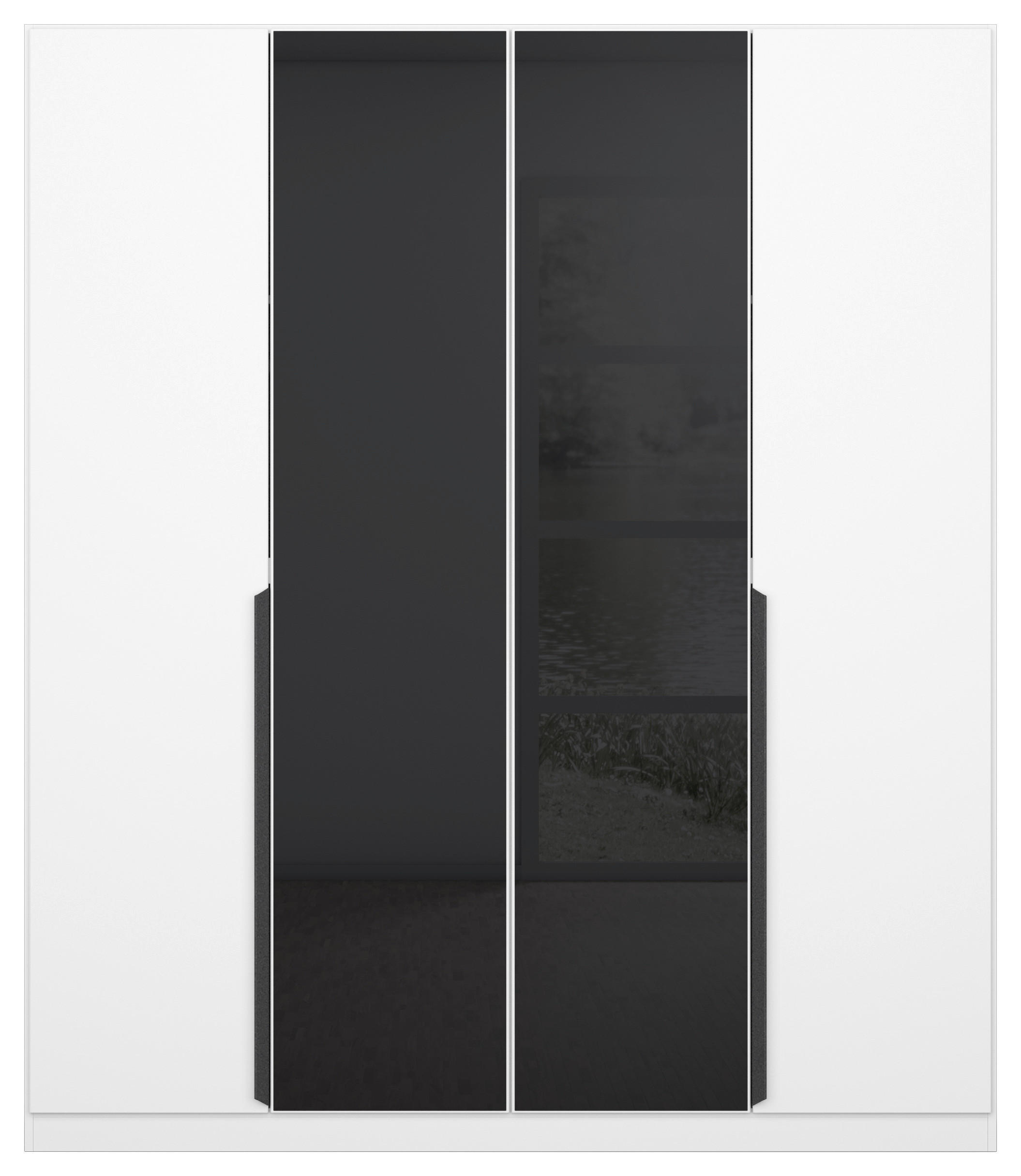 DREHTÜRENSCHRANK in Anthrazit, Weiss  - Weiss/Anthrazit, Modern, Glas/Holzwerkstoff (181/210/54cm) - Rauch Möbel