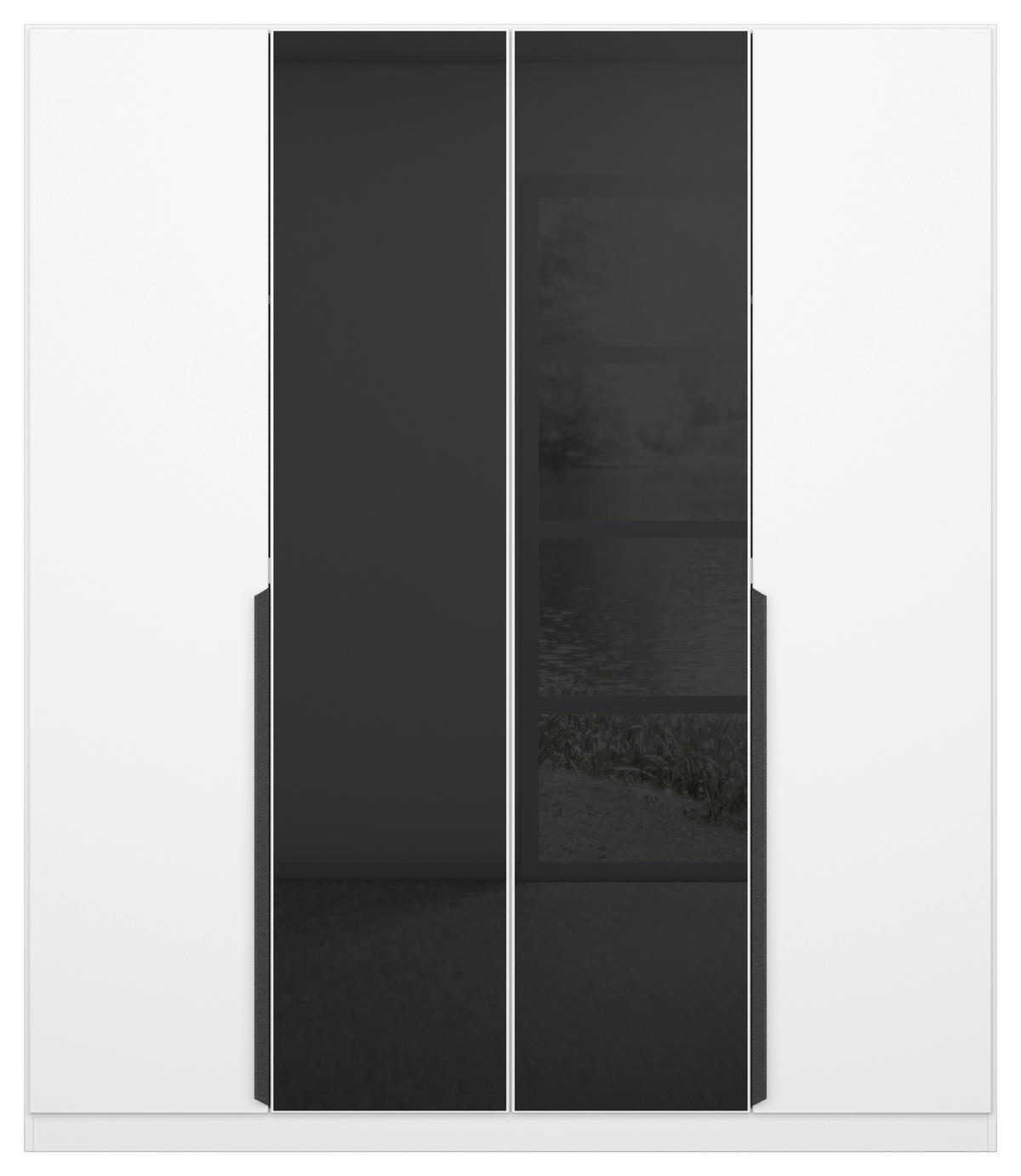 NYÍLÓAJTÓS SZEKRÉNY antracit, fehér  - antracit/fehér, Modern, faalapú anyag/Üveg (181/210/54cm) - Xora