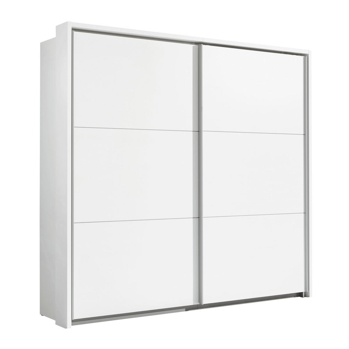 SCHWEBETÜRENSCHRANK 222/210/61 cm 2-türig Weiß  - Alufarben/Weiß, Design, Holzwerkstoff/Metall (222/210/61cm) - Ti'me
