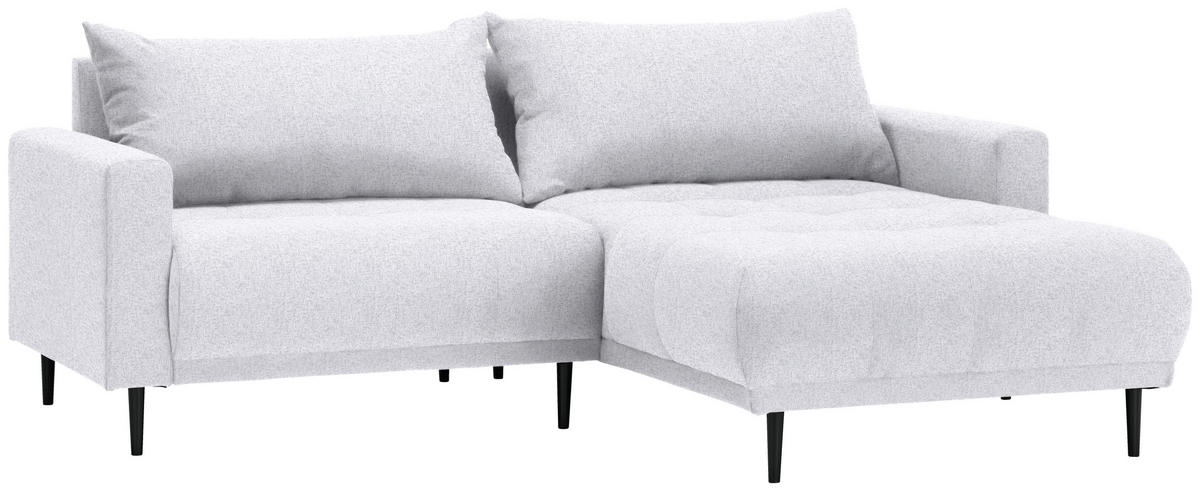 ECKSOFA Hellgrau Flachgewebe  - Hellgrau/Schwarz, Design, Holz/Textil (160/215cm) - Stylife