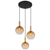 HÄNGELEUCHTE 51/150 cm    - Messingfarben/Schwarz, Konventionell, Glas/Kunststoff (51/150cm) - Globo
