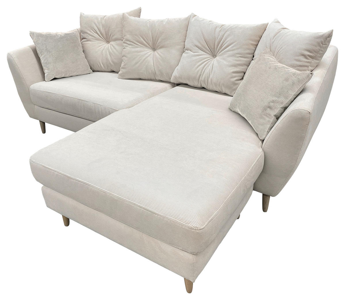 ECKSOFA Naturfarben Feincord  - Buchefarben/Naturfarben, KONVENTIONELL, Holz/Textil (211/154cm) - Carryhome