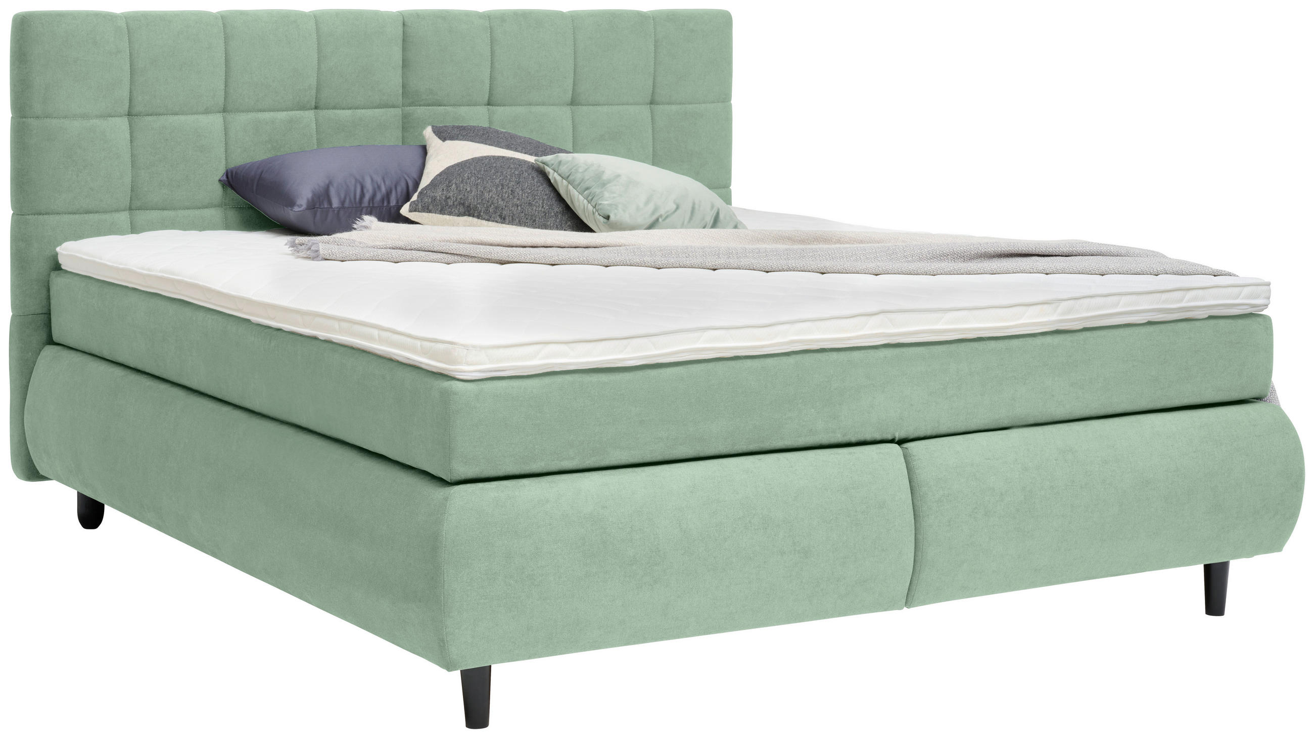 BOXSPRINGBETT 160/200 cm  in Hellgrün  - Schwarz/Hellgrün, Konventionell, Holz/Textil (160/200cm) - Ti'me