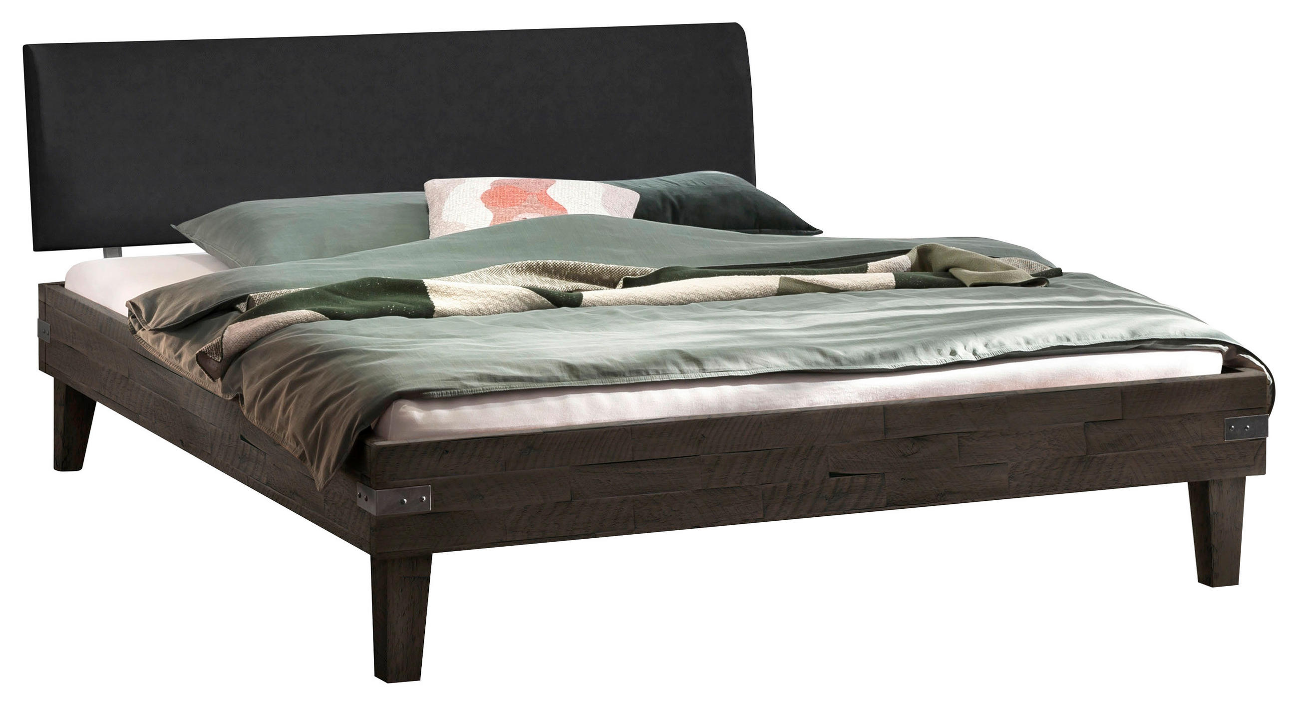 BETT 100/200 cm  in Anthrazit, Grau, Akaziefarben  - Anthrazit/Schwarz, Design, Holz (100/200cm) - Hasena