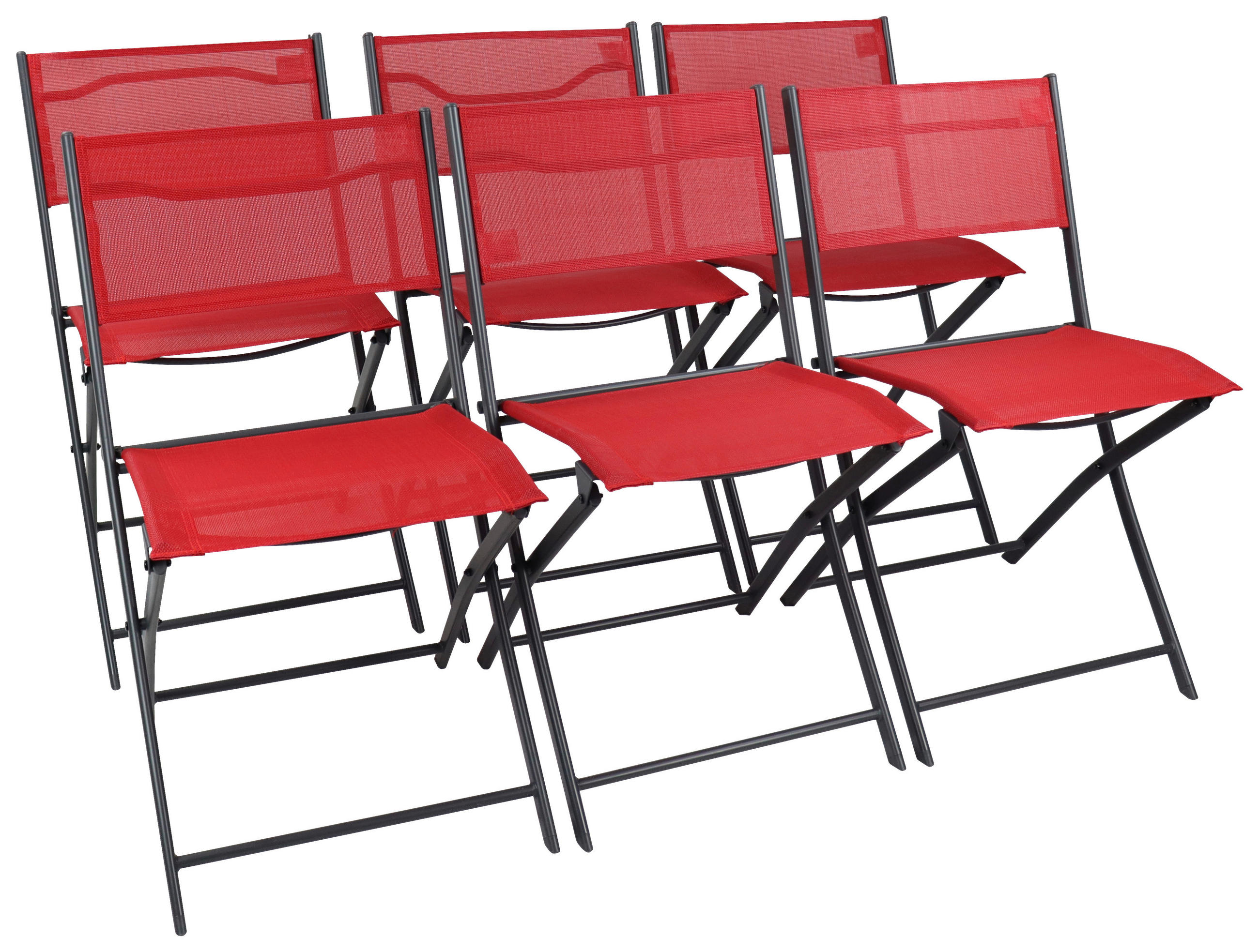 GARTENSTUHL-SET - Rot/Schwarz, Modern, Textil/Metall (79/45/46cm) - Ambia Garden