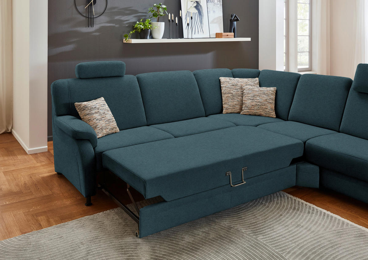 ECKSOFA Flachgewebe Opal  - Opal/Schwarz, Konventionell, Textil/Metall (269/287cm) - Beldomo System