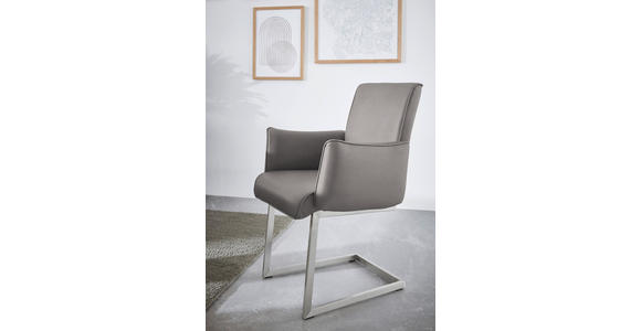 ARMLEHNSTUHL  in Stahl Mikrofaser  - Edelstahlfarben/Grau, Design, Holzwerkstoff/Textil (63/91/60cm) - Dieter Knoll