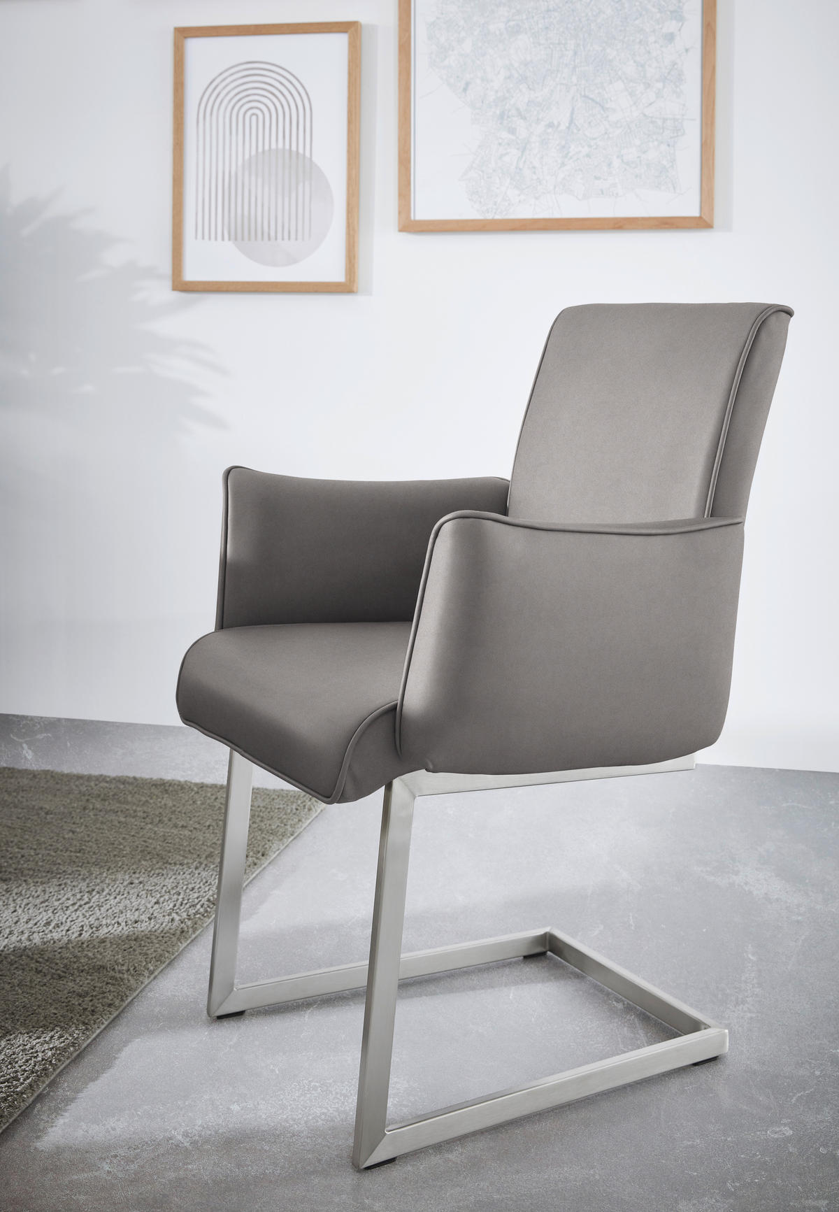 ARMLEHNSTUHL  in Stahl Mikrofaser  - Edelstahlfarben/Grau, Design, Holzwerkstoff/Textil (63/91/60cm) - Dieter Knoll