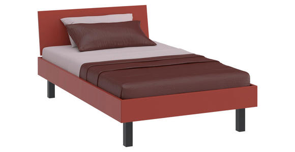 BETT 120/200 cm  in Koralle  - Koralle/Schwarz, Design, Holzwerkstoff/Metall (120/200cm) - Xora