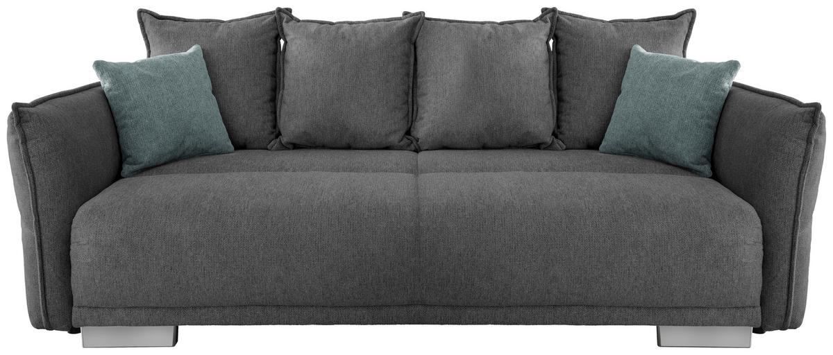 BIGSOFA in Chenille Anthrazit  - Chromfarben/Anthrazit, Modern, Kunststoff/Textil (242/71/90/131cm) - Livetastic