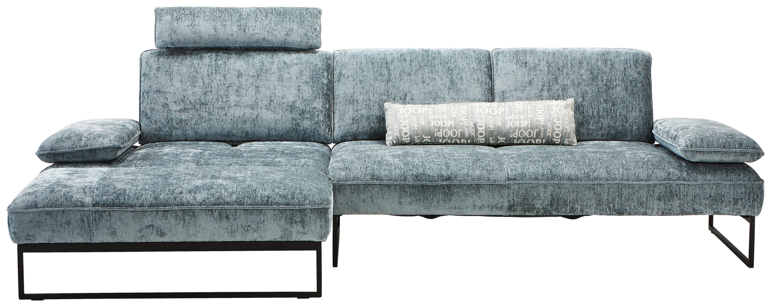 ECKSOFA Graublau Chenille  - Graublau/Anthrazit, Design, Textil/Metall (160/310cm) - Joop!
