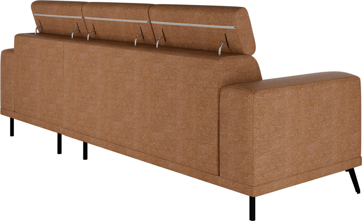 ECKSOFA Rostfarben Chenille  - Rostfarben/Schwarz, KONVENTIONELL, Textil/Metall (264/178cm) - Hom`in