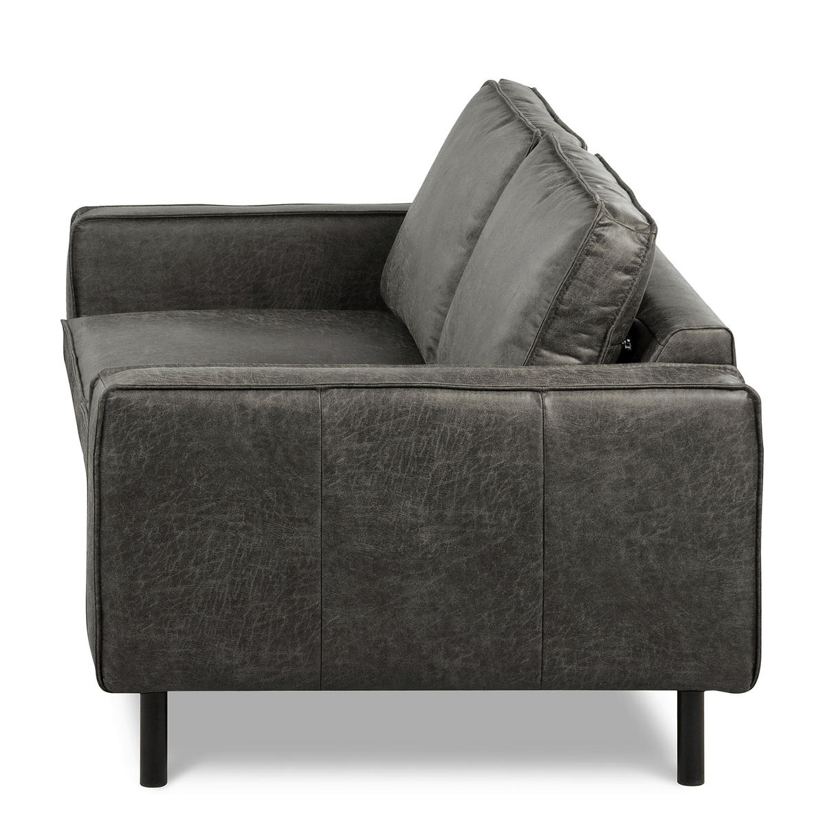 2-SITZER-SOFA Dunkelbraun Echtleder Lederlook  - Dunkelbraun, Design, Leder/Textil (148/85/92cm) - Livetastic