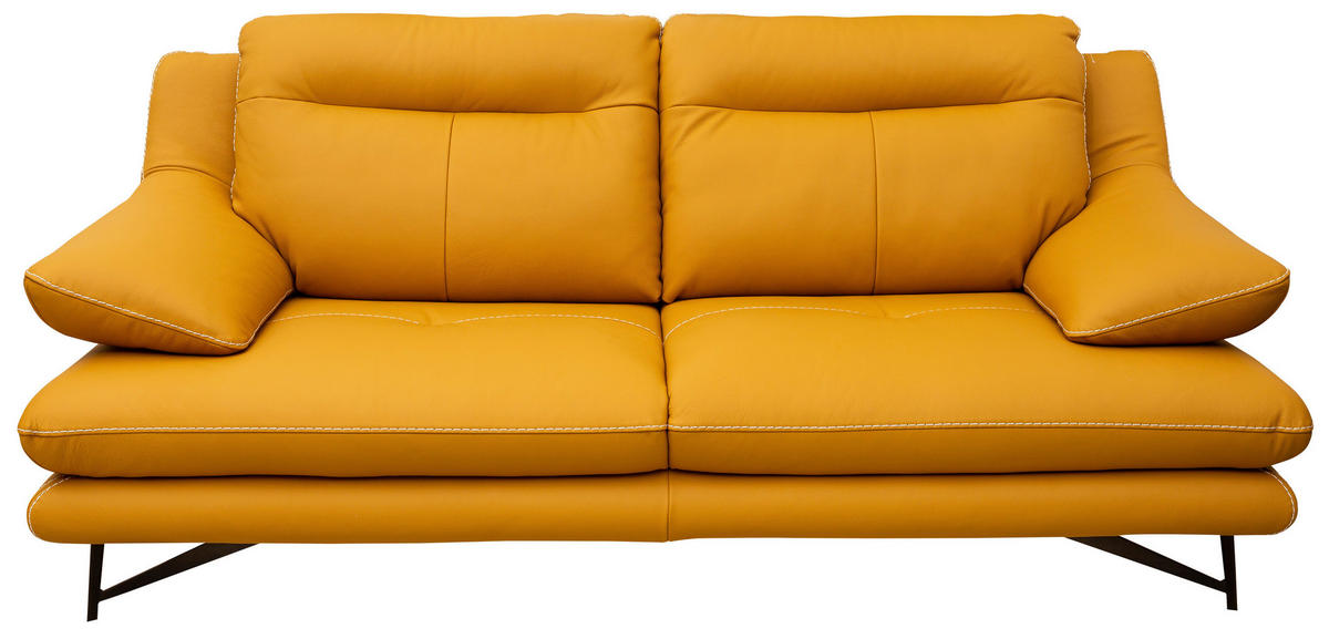 2,5 ÜLÉSES KANAPÉ bőr currysárga  - bézs/currysárga, Basics, bőr (195/91/96cm) - Calia Italia