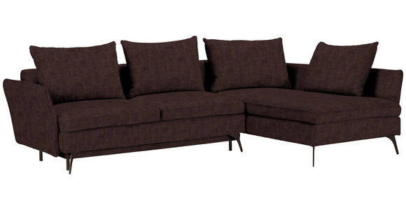 ECKSOFA in Webstoff Braun 282/182 cm - Schwarz/Braun, MODERN, Textil/Metall (282/182cm) - Carryhome