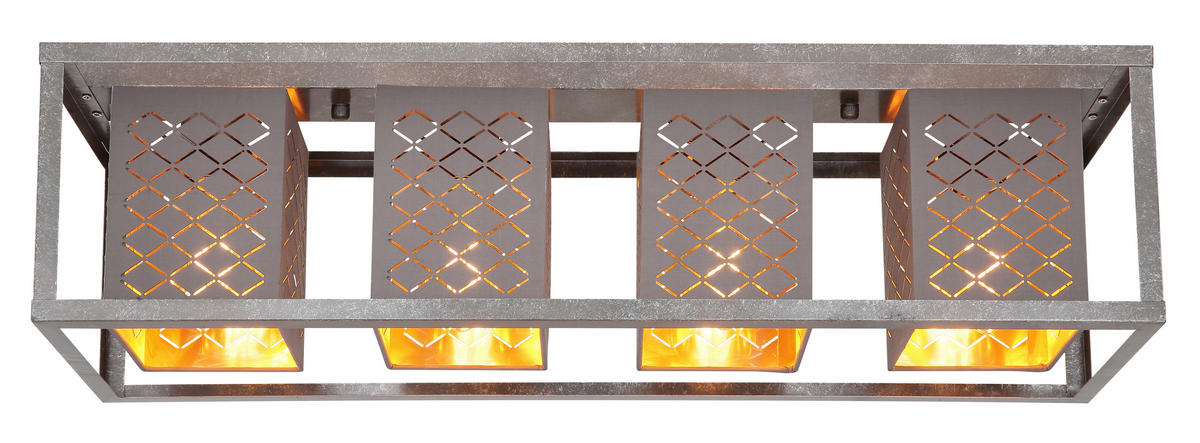 DECKENLEUCHTE Thomas 75/20/22,5 cm   - Silberfarben/Goldfarben, Design, Textil/Metall (75/20/22,5cm) - Globo