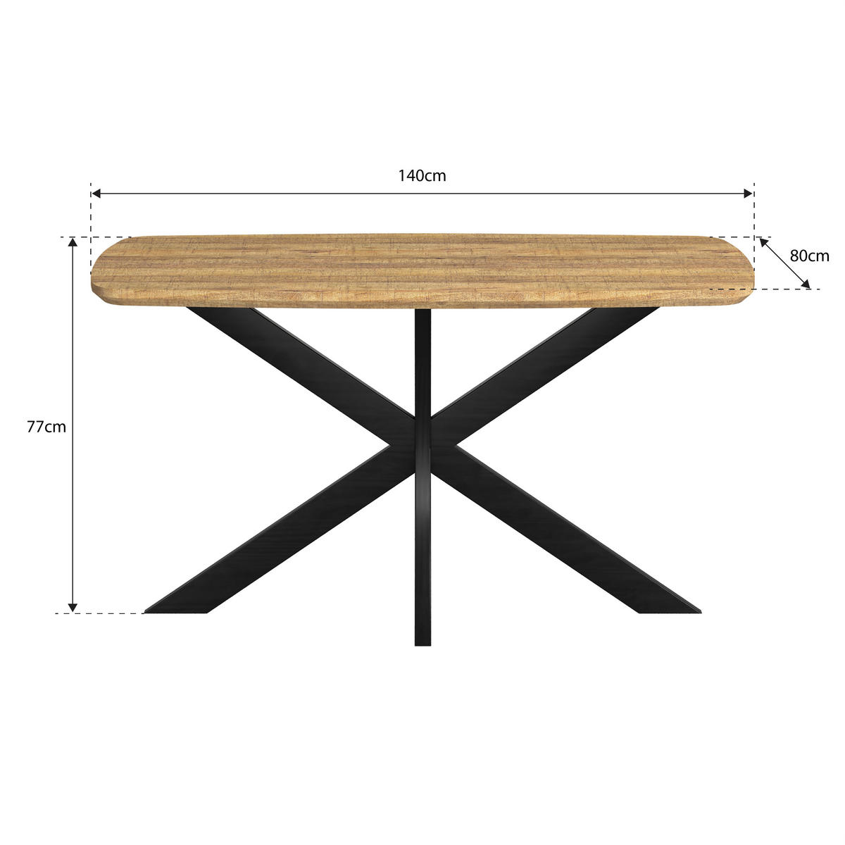 ESSTISCH Holz, Metall  - Beigebraun/Schwarz, Konventionell, Holz/Metall (140/77/80cm) - MID.YOU