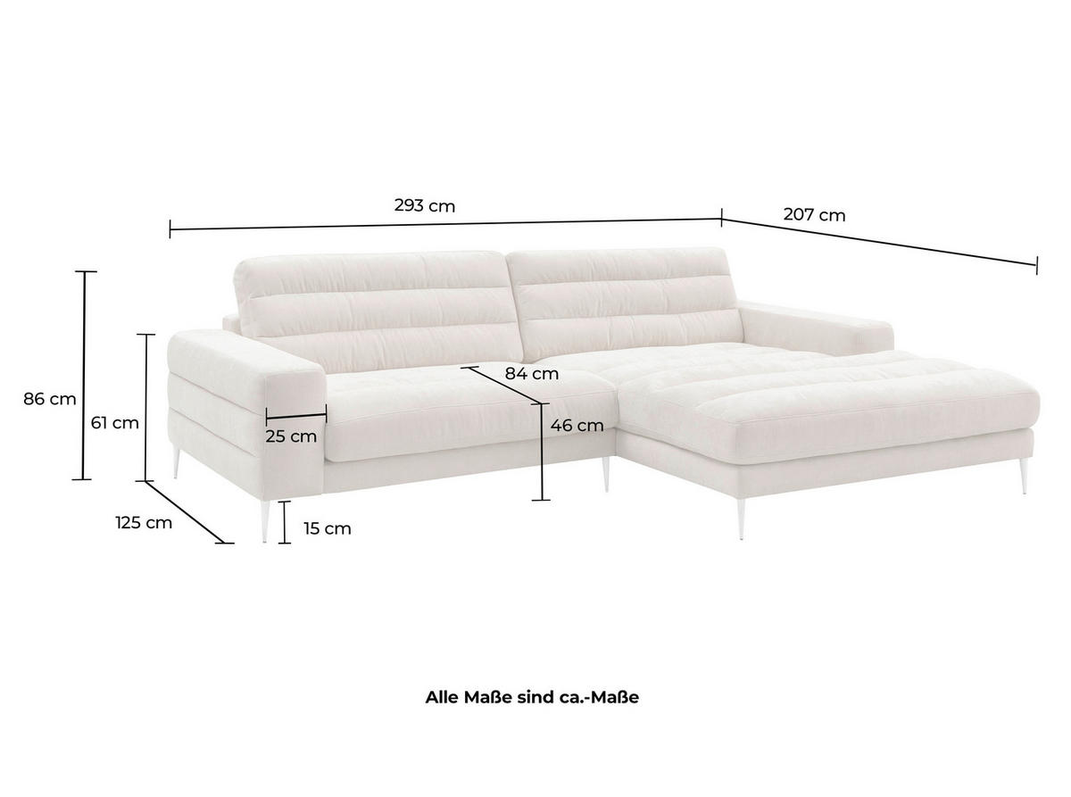 ECKSOFA Naturfarben Chenille  - Naturfarben, Design, Textil/Metall (293/207cm) - Dieter Knoll