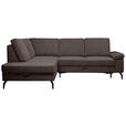 ECKSOFA Dunkelbraun Velours Bettkasten, Sitzvorzug  - Dunkelbraun/Schwarz, KONVENTIONELL, Textil/Metall (206/253cm) - Venda