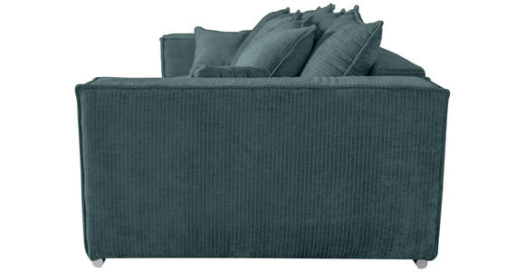 BIGSOFA in Flachgewebe Blau  - Chromfarben/Blau, KONVENTIONELL, Textil/Metall (256/68/122cm) - Carryhome