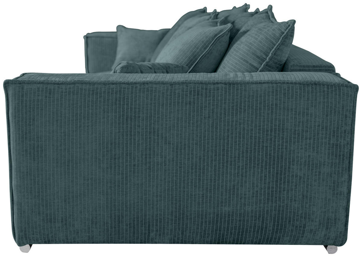 BIGSOFA Flachgewebe Blau  - Chromfarben/Blau, KONVENTIONELL, Textil/Metall (256/68/122cm) - Carryhome