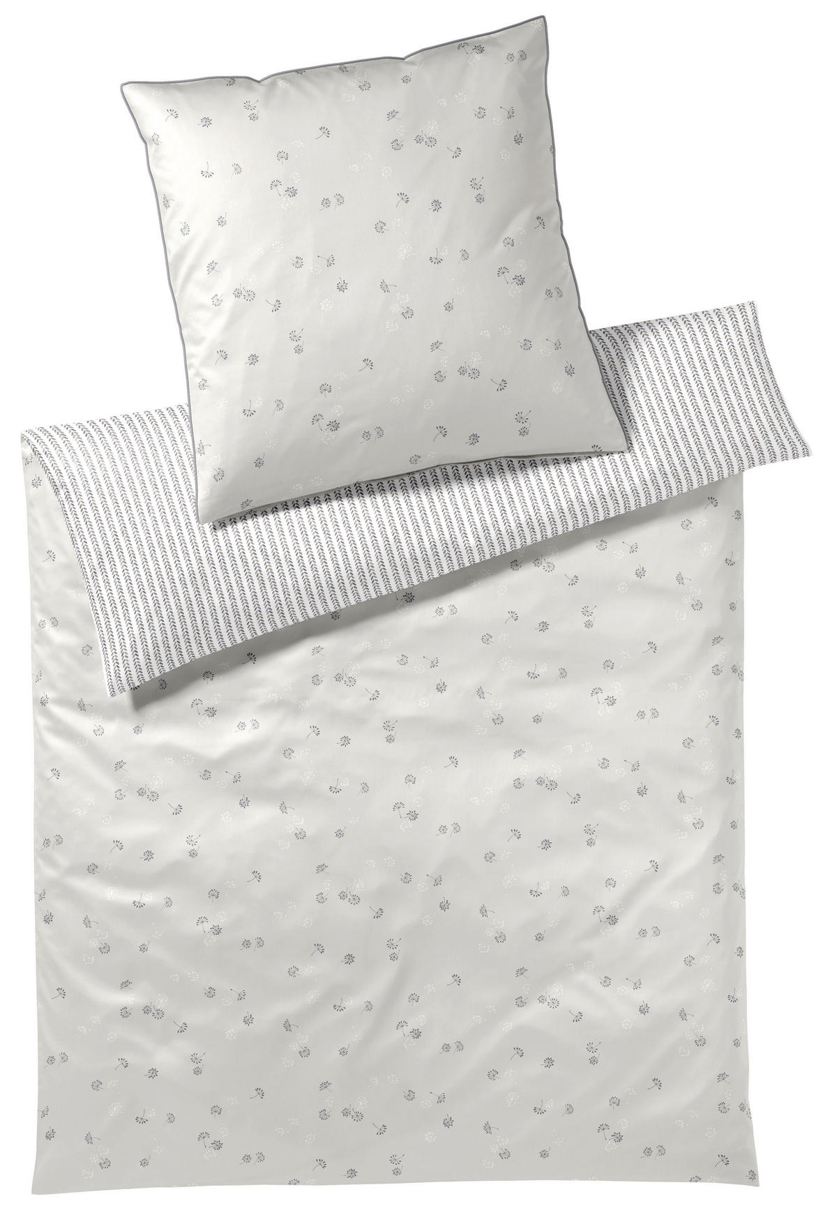 POSTELJNINA FLEURS 140/200 cm mako saten sivobež  - sivobež, Basics, tekstil (140/200cm) - Elegante