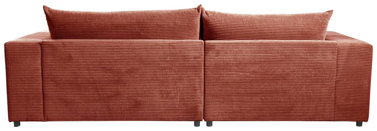 ECKSOFA in Cord, Velours Terracotta  265/180 cm  - Terracotta/Schwarz, Basics, Kunststoff/Textil (265/180cm) - Livetastic