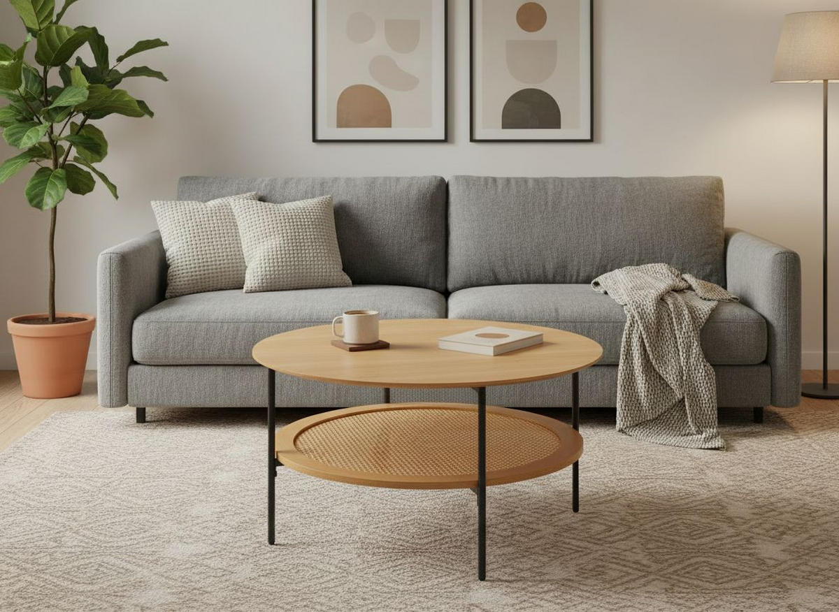 SOFFBORD i trämaterial 80/80/40 cm  - svart/ekfärgad, Modern, metall/trämaterial (80/80/40cm) - Livetastic