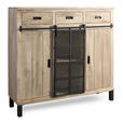 HIGHBOARD  148/135/42 cm 3 Schublade(n)  - Graubraun/Schwarz, LIFESTYLE, Glas/Holz (148/135/42cm) - Landscape