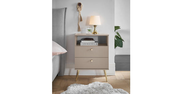 NACHTSCHRANK 50/70/34 cm  - Beige/Messingfarben, KONVENTIONELL, Holzwerkstoff/Metall (50/70/34cm) - Carryhome