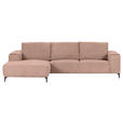 ECKSOFA  in Cord Altrosa  170/285 cm  - Schwarz/Altrosa, KONVENTIONELL, Textil/Metall (170/285cm) - Carryhome