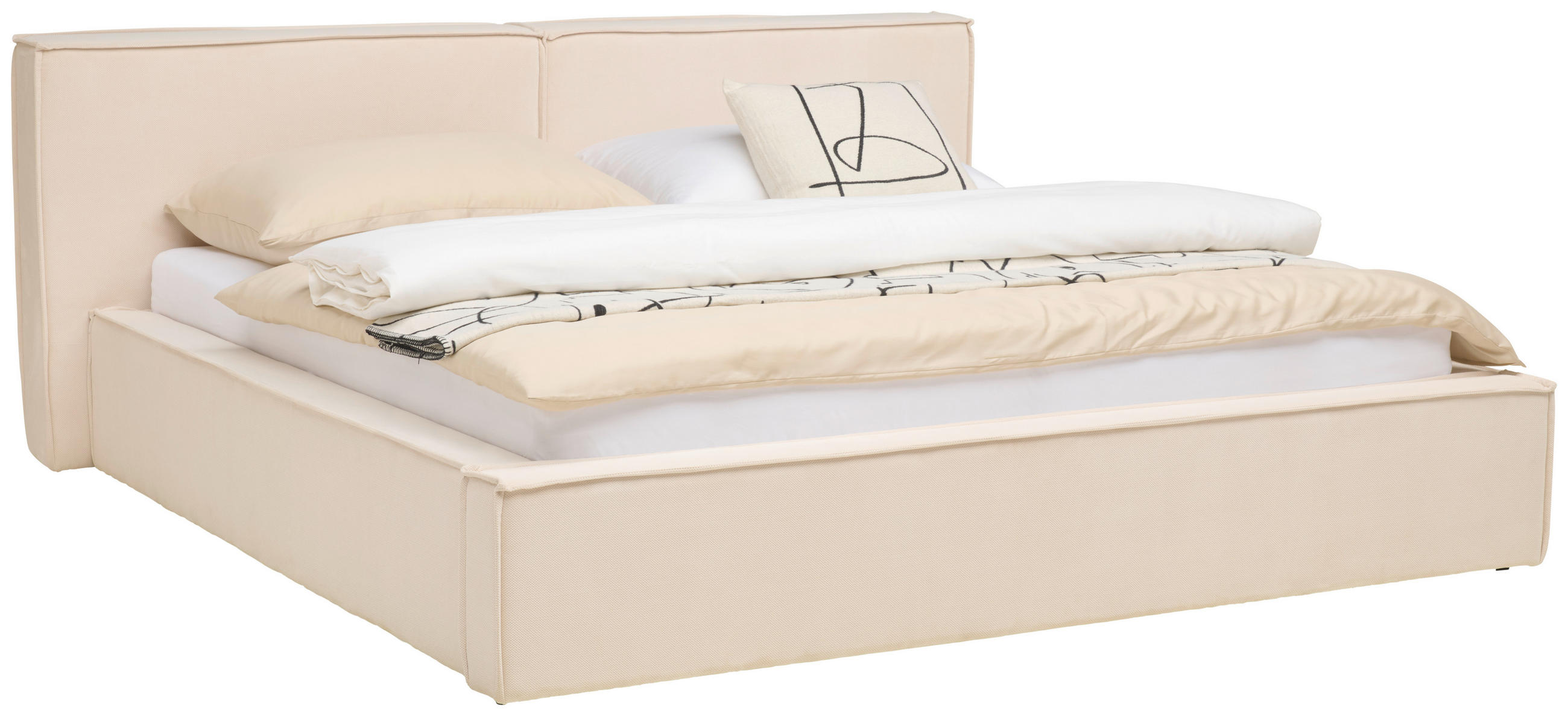 POLSTERBETT Lattenrost 180/200 cm  in Beige  - Beige/Schwarz, MODERN, Holz/Kunststoff (180/200cm) - Livetastic