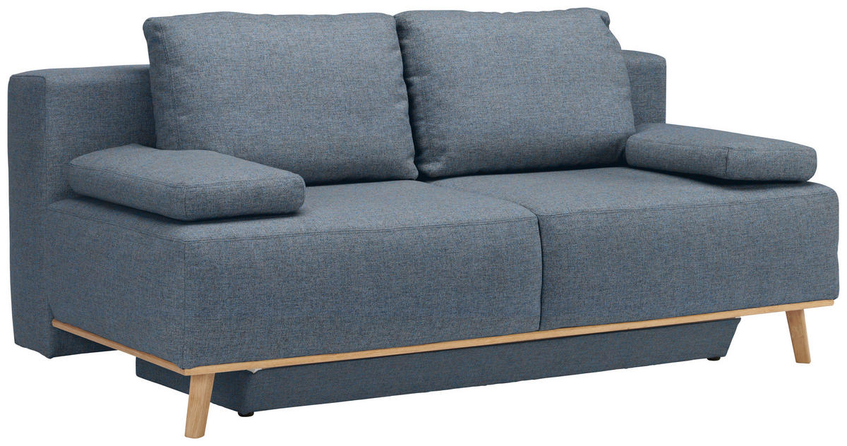 BOXSPRINGSOFA Blau, Grau  - Blau/Grau, Design, Holz/Textil (203/97/107cm) - Dieter Knoll