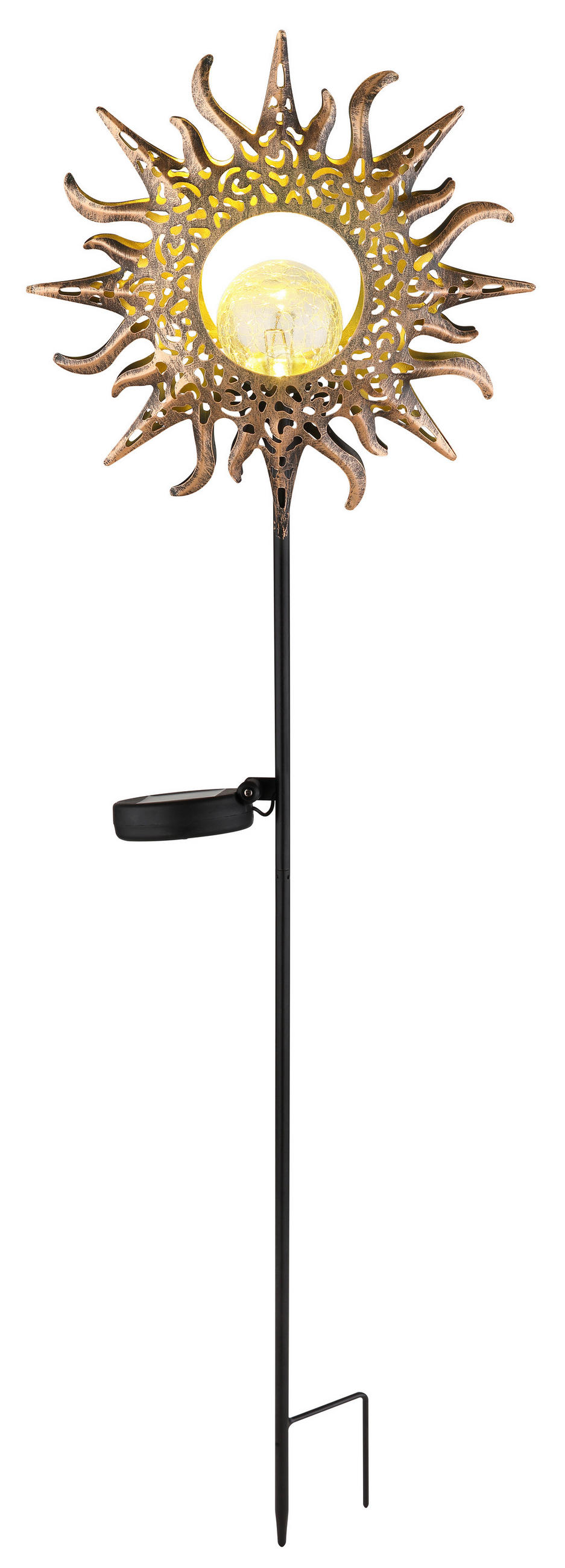 SOLÁRNÍ SVÍTIDLO 24.2/24.2/81.5 cm - černá/rezavá, Basics, kov/plast (24.2/24.2/81.5cm) - Globo